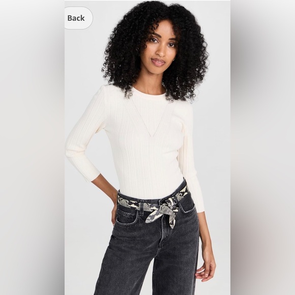 NWT 7 For All Mankind Womens Detailed Back Rib 3/4 Sleeve Top - Picture 4 of 7